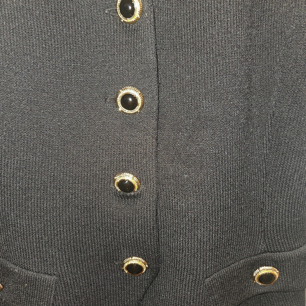 St John size 12 Black Solid blazer 100 percent silk short Sleeve Career Blazer - Picture 4 of 7